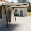 Toldo manual retráctil con postes crema 4x3 m