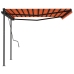 Toldo manual retráctil con postes naranja y marrón 4x3 m