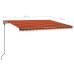 Toldo manual retráctil con postes naranja y marrón 4x3 m