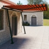 Toldo manual retráctil con postes naranja y marrón 4x3 m