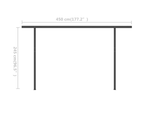 Toldo manual retráctil con LED crema 4x3 m