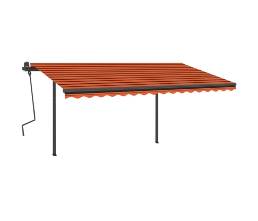 Toldo manual retráctil con LED naranja y marrón 4x3 m