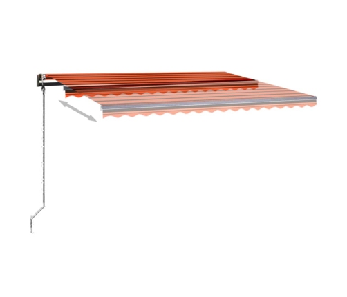 Toldo manual retráctil con LED naranja y marrón 4x3 m