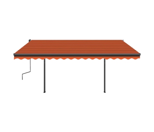 Toldo manual retráctil con LED naranja y marrón 4x3 m