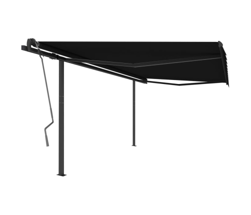 Toldo automático retráctil con postes gris antracita 4x3 m