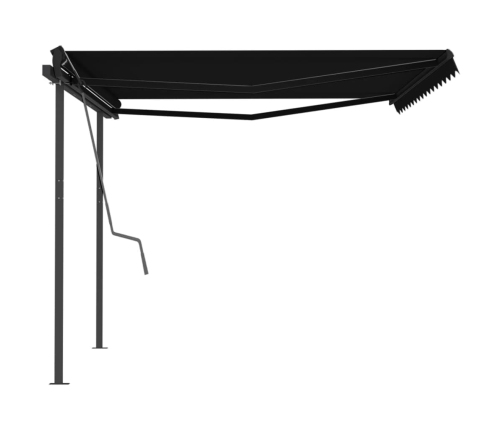 Toldo automático retráctil con postes gris antracita 4x3 m