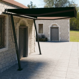 Toldo automático retráctil con postes gris antracita 4x3 m