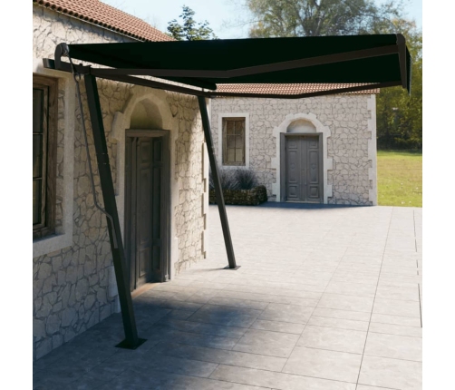 Toldo automático retráctil con postes gris antracita 4x3 m