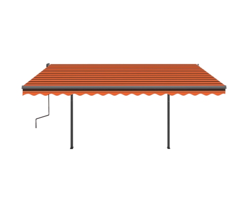 Toldo automático retráctil con postes naranja y marrón 4x3 m