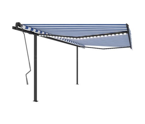 Toldo automático LED sensor de viento azul y blanco 4x3 m