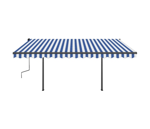 Toldo automático LED sensor de viento azul y blanco 4x3 m