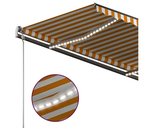 Toldo automático LED sensor de viento amarillo y blanco 4x3 m