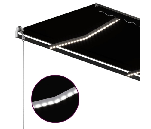 Toldo automático LED sensor de viento gris antracita 4x3 m