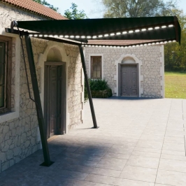 Toldo automático LED sensor de viento gris antracita 4x3 m