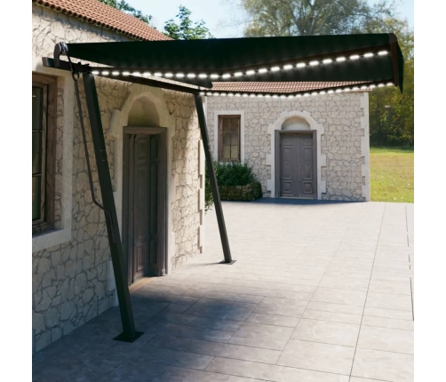 Toldo automático LED sensor de viento gris antracita 4x3 m