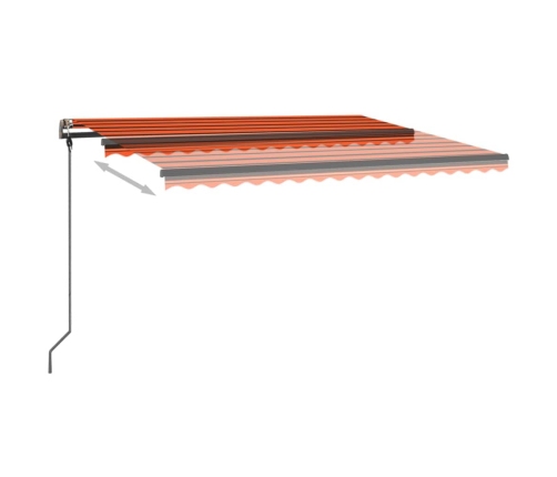 Toldo automático LED sensor de viento naranja y marrón 4x3 m