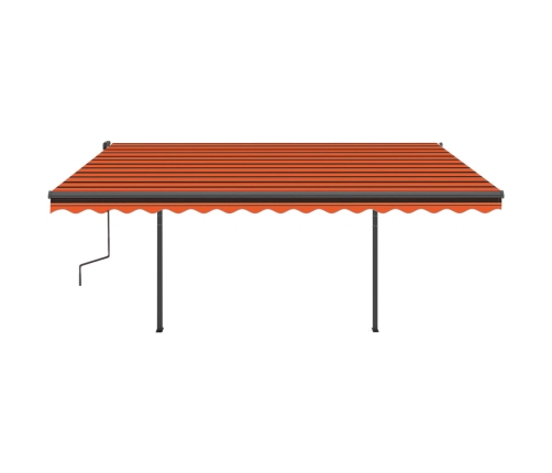 Toldo automático LED sensor de viento naranja y marrón 4x3 m