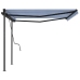 Toldo manual retráctil con postes azul y blanco 4,5x3 m