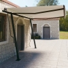 Toldo retráctil manual con postes color crema 4,5x3 m