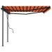 Toldo manual retráctil con postes naranja y marrón 4,5x3 m