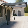 Toldo manual retráctil con LED azul y blanco 4,5x3 m