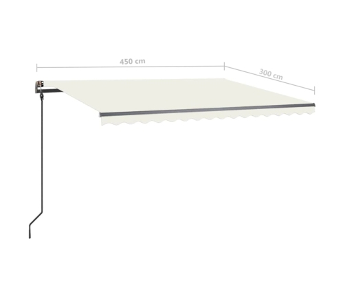 Toldo retráctil manual con LED color crema 4,5x3 m