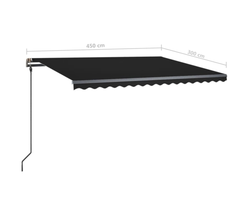 Toldo retráctil manual con LED gris antracita 4,5x3 m