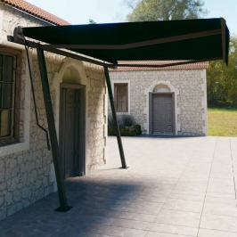 Toldo automático retráctil con postes gris antracita 4,5x3 m