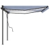 Toldo automático con LED sensor de viento azul y blanco 4,5x3 m