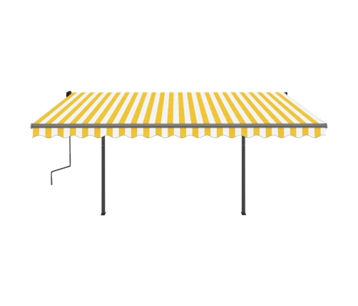 Toldo automático LED sensor de viento amarillo y blanco 4,5x3 m