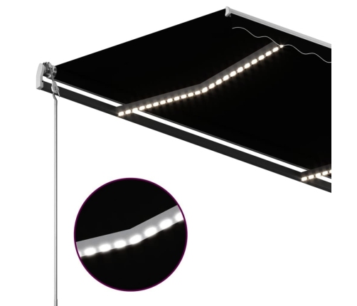 Toldo automático con LED sensor de viento gris antracita 4,5x3m