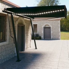 Toldo automático con LED sensor de viento gris antracita 4,5x3m