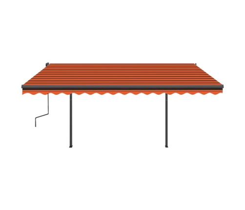 Toldo automático LED sensor de viento naranja y marrón 4,5x3 m