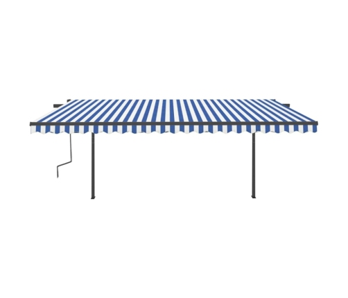 Toldo manual retráctil con LED azul y blanco 5x3 m