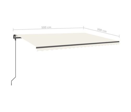 Toldo retráctil automático con postes crema 5x3 m