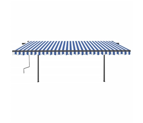 Toldo automático con LED sensor de viento azul y blanco 5x3 m