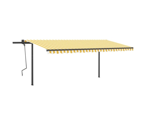 Toldo automático LED sensor de viento amarillo y blanco 5x3 m