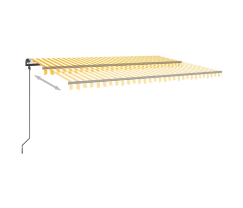 Toldo automático LED sensor de viento amarillo y blanco 5x3 m