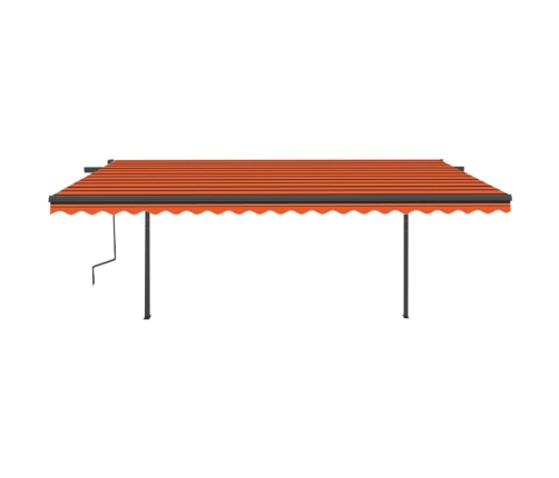 Toldo automático LED sensor de viento naranja y marrón 5x3 m