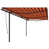 Toldo manual retráctil con postes naranja y marrón 6x3 m