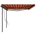 Toldo manual retráctil con postes naranja y marrón 6x3 m