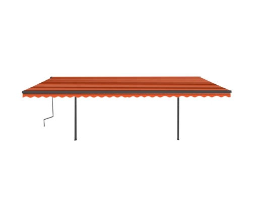 Toldo manual retráctil con postes naranja y marrón 6x3 m