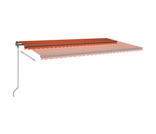 Toldo manual retráctil con postes naranja y marrón 6x3 m