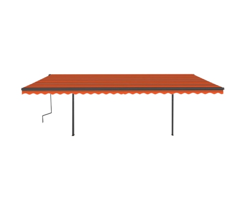 Toldo manual retráctil con LED naranja y marrón 6x3 m