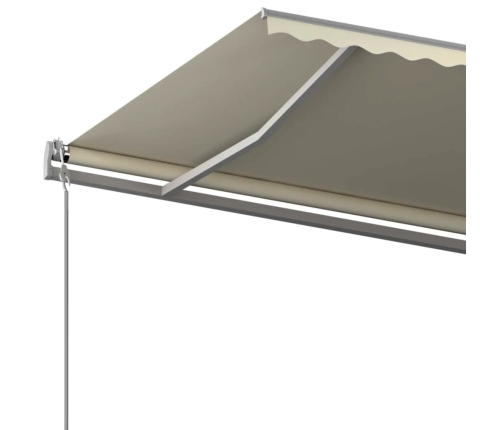 Toldo retráctil automático con postes crema 6x3 m