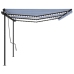 Toldo automático con LED sensor de viento azul y blanco 6x3 m