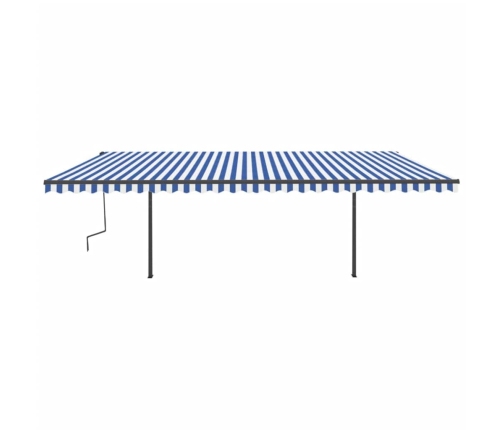 Toldo automático con LED sensor de viento azul y blanco 6x3 m