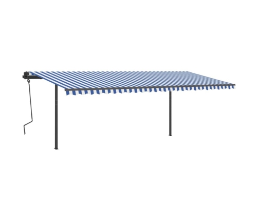 Toldo automático con LED sensor de viento azul y blanco 6x3 m