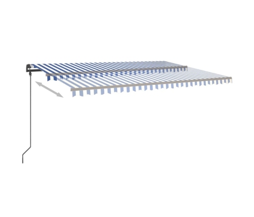 Toldo automático con LED sensor de viento azul y blanco 6x3 m