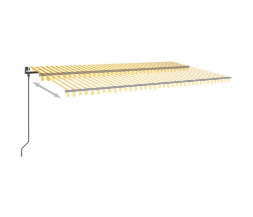 Toldo automático LED sensor de viento amarillo y blanco 6x3 m